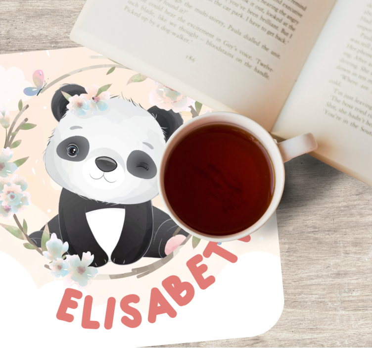 Dessous de verre personnalisable panda avec accents floraux - TenStickers
