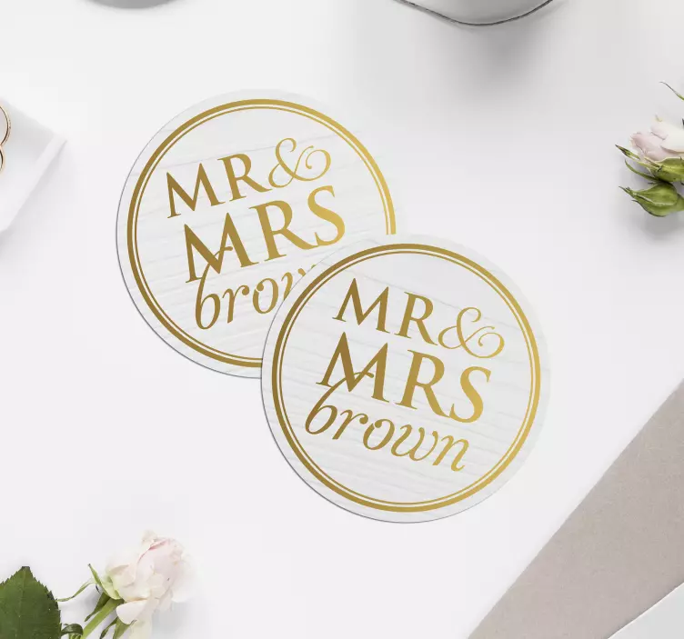 Dessous de verre mariage M Mme personnalisable - TenStickers
