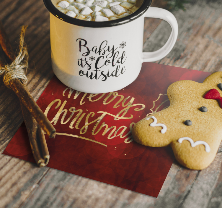 dessous de verre noel Joyeux noël en rouge - TenStickers