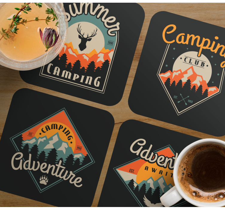 Dessous de verre vintage aventure en camping - TenStickers