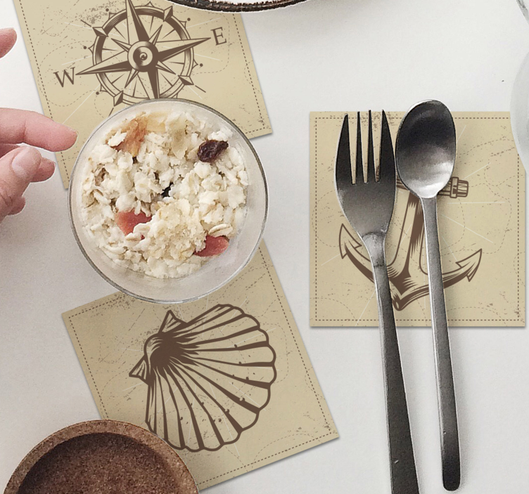 Dessous de verre vintage ensemble de symboles nautiques - TenStickers