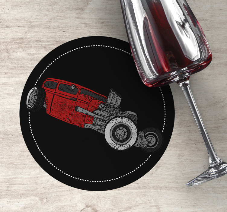 Dessous de verre vintage illustration de hot rod classique - TenStickers