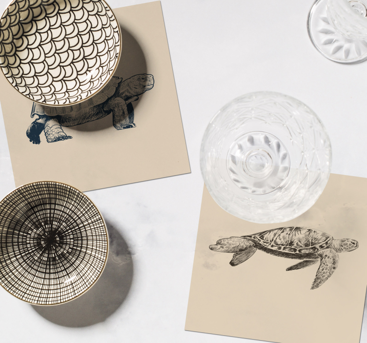 Dessous de verre vintage illustrations de tortue rétro - TenStickers