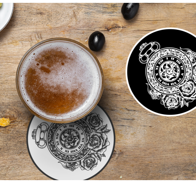 Dessous de verre vintage montre de poche et roses - TenStickers