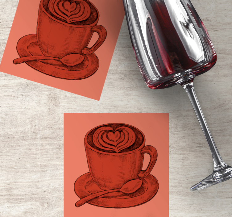 Dessous de verre vintage motif cœur tasse à café - TenStickers