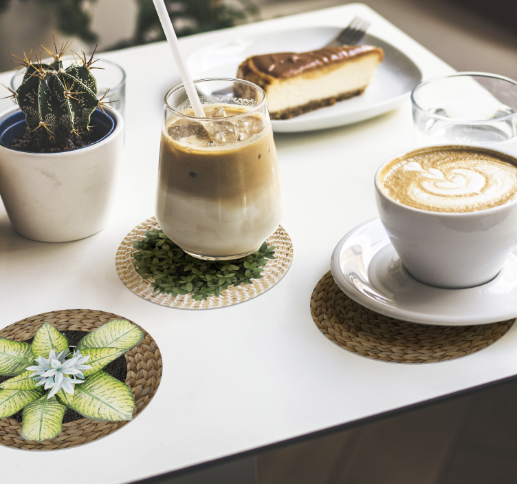 Sous de verre motif en osier et plantes - TenStickers