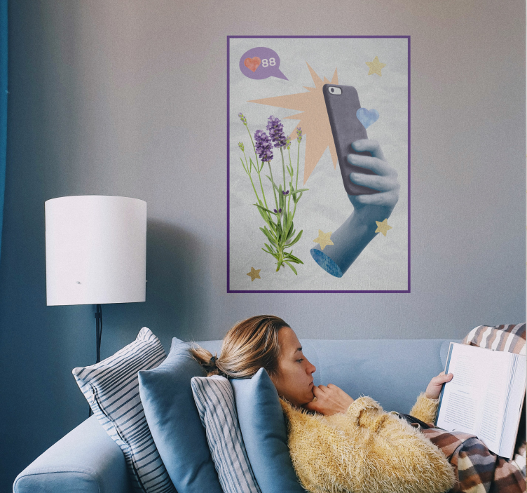 Poster motif vie digitale lavande - TenStickers