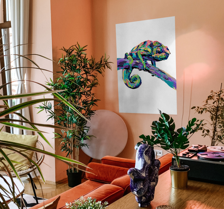 Poster caméléon multicolore style abstrait - TenStickers