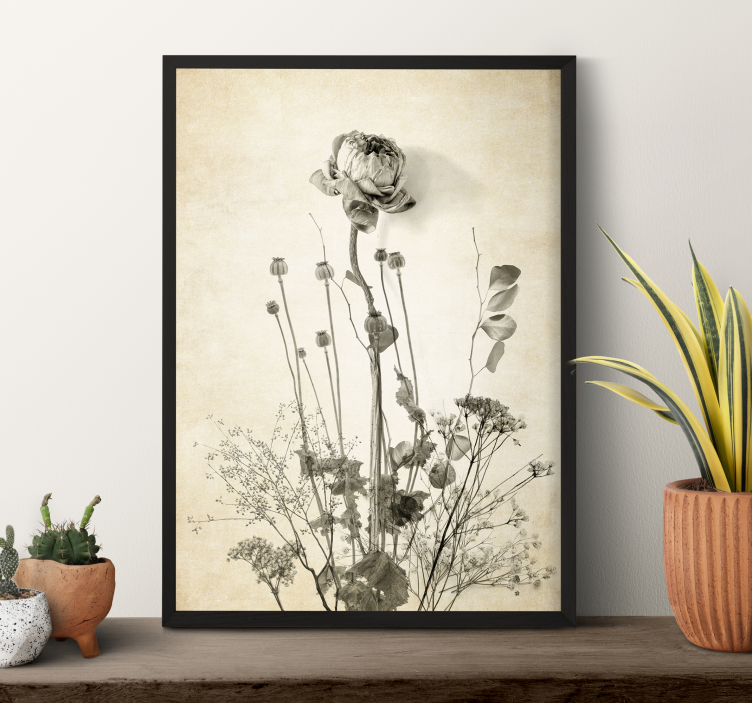 Poster bouquet de fleurs sur fond beige - TenStickers