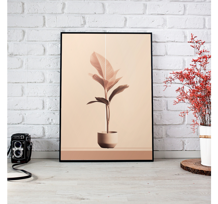 Poster minimaliste plante verticale aux couleurs beiges - TenStickers