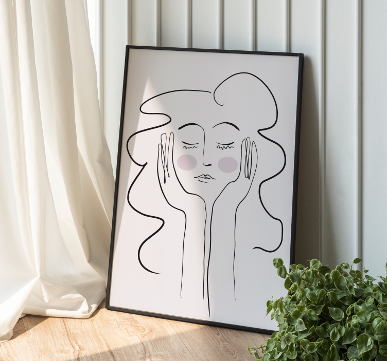 Poster minimaliste portrait de femme au trait - TenStickers