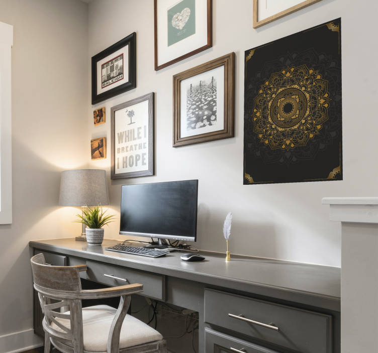 Poster mural mandala noir - TenStickers