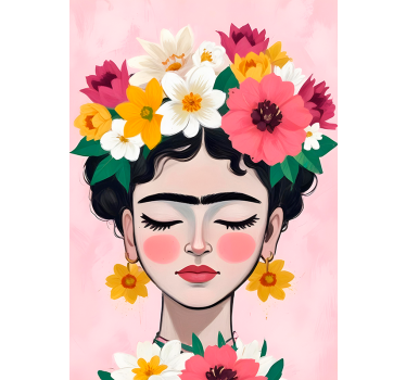 Poster art chapeau de fleur frida - TenStickers
