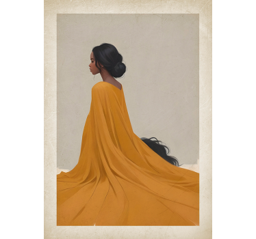 Poster art dame en robe orange - TenStickers