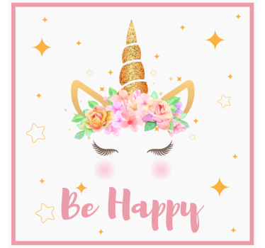 Poster chambre enfant licorne avec phrase sois heureux - TenStickers