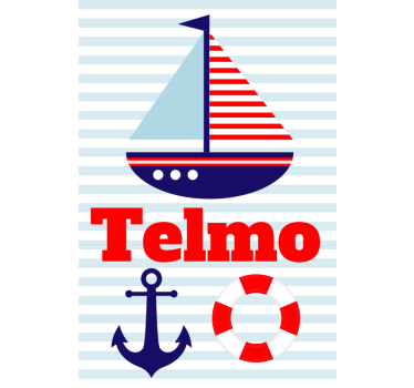 Poster chambre enfant bateau à voile avec nom - TenStickers