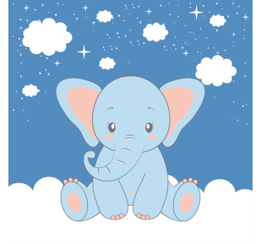 Poster chambre enfant éléphant mignon bleu cartoon - TenStickers