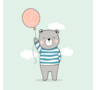 Poster chambre enfant ours bébé avec ballon - TenStickers