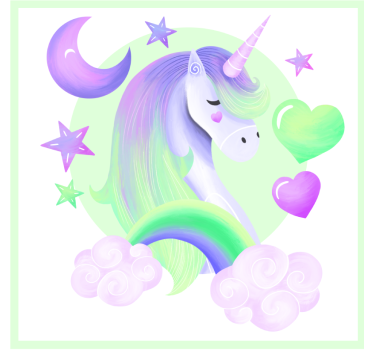 Poster chambre enfant licorne bleue et verte - TenStickers