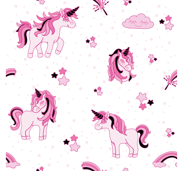 Poster chambre enfant monde licorne doodle - TenStickers