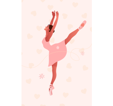 Poster chambre enfant ballerine avec des cœurs - TenStickers