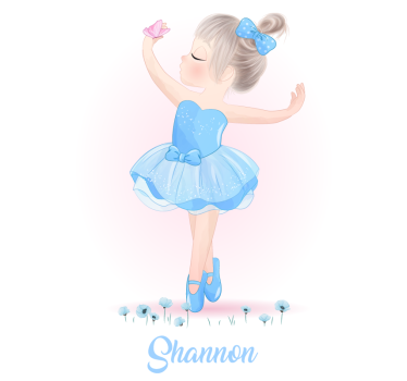Poster chambre enfant ballerine bleue avec prénom - TenStickers