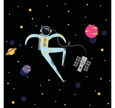 Poster chambre enfant astronaute flottant dessin animé - TenStickers