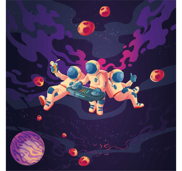 Poster chambre enfant astronautes en cartoon amusants - TenStickers