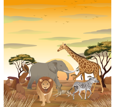 Poster chambre enfant animaux africains et plantes - TenStickers