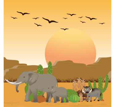 Poster chambre enfant animaux d'afrique sauvage 4 - TenStickers