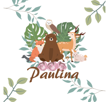 Poster chambre enfant animaux des bois girly personnalisé - TenStickers