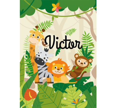 Poster chambre enfant animaux de la jungle personnalisés - TenStickers