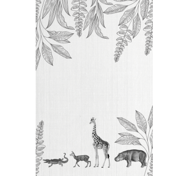 Poster chambre enfant bordure animaux et arbres safari - TenStickers