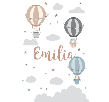 Poster chambre enfant ballons et nuages pastel - TenStickers