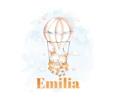 Poster chambre enfant ballon pastel avec animaux doux - TenStickers