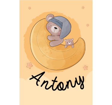 Poster chambre enfant ours en peluche entouré d'étoiles - TenStickers