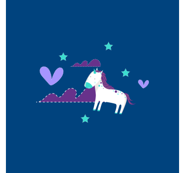 Poster chambre enfant licornes mignonnes nuages étoiles - TenStickers