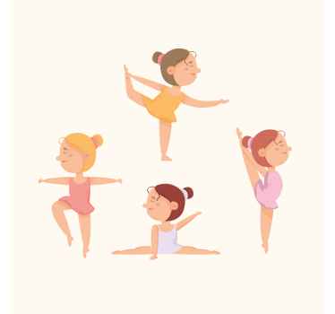 Poster chambre enfant ensemble de ballerines s'étirant - TenStickers