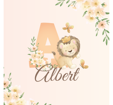 Poster chambre enfant lionne mignonne avec prénom - TenStickers