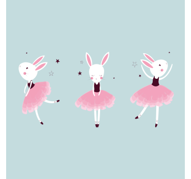 Poster chambre enfant danseuse lapin dans les roses - TenStickers