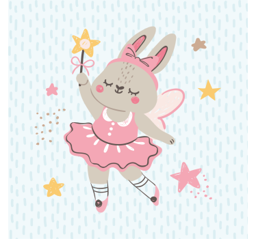 Poster chambre enfant illustration de fée lapin avec étoiles - TenStickers