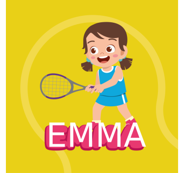 Poster chambre enfant joueuse de tennis avec nom - TenStickers