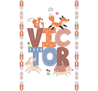 Poster chambre enfant animaux de la forêt avec nom - TenStickers