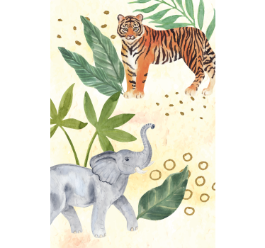 Poster chambre enfant rencontre d'animaux tropicaux - TenStickers