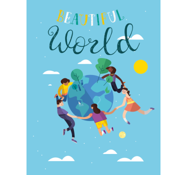 Poster carte du monde illustration harmonieuse - TenStickers