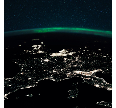 Poster carte du monde vue nocturne aérienne - TenStickers