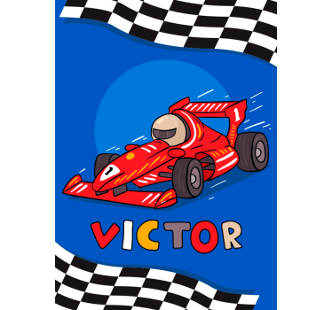 Poster mural Formule 1 pour enfants avec prénom - TenStickers