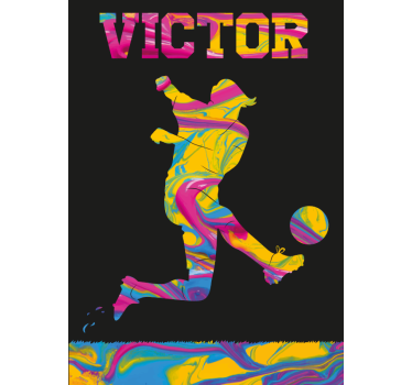 Poster mural silhouette footballeur avec prénom - TenStickers