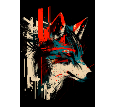 Poster d'un loup abstrait - TenStickers