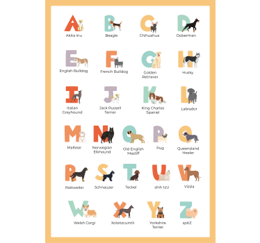 Poster alphabet races de chien - TenStickers